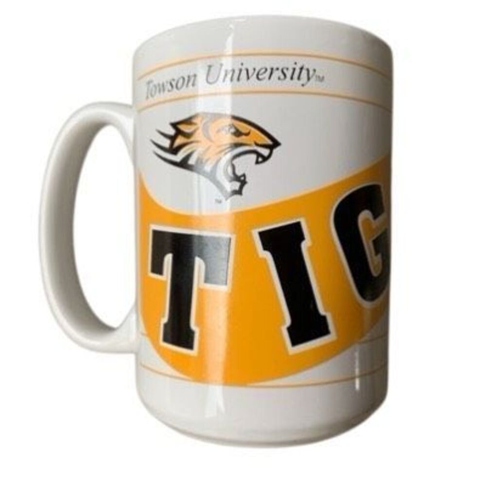 Towson University Tigers Ceramic Coffee Mug Cup White Yellow NCAA College 4.5"